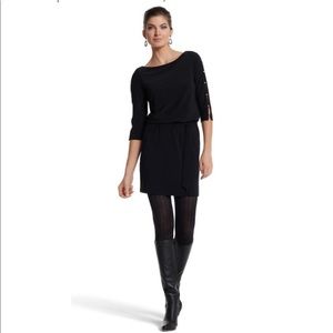 WHBM Black Dress Open sleeves w Gold Buttons